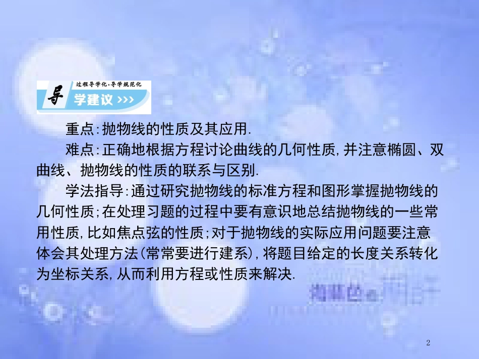 高中数学 第二章 圆锥曲线与方程 2.4 抛物线课件 新人教A版选修2-1_第2页