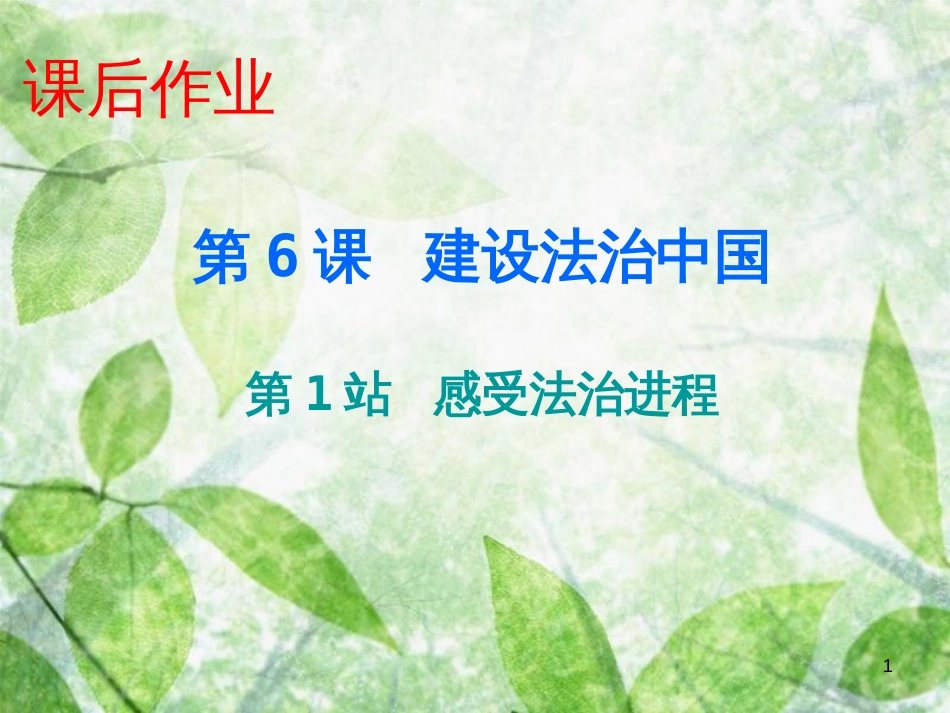 九年级道德与法治上册 第3单元 推进政治文明 第6课 建设法治中国 第1站 感受法治进程优质课件 北师大版_第1页