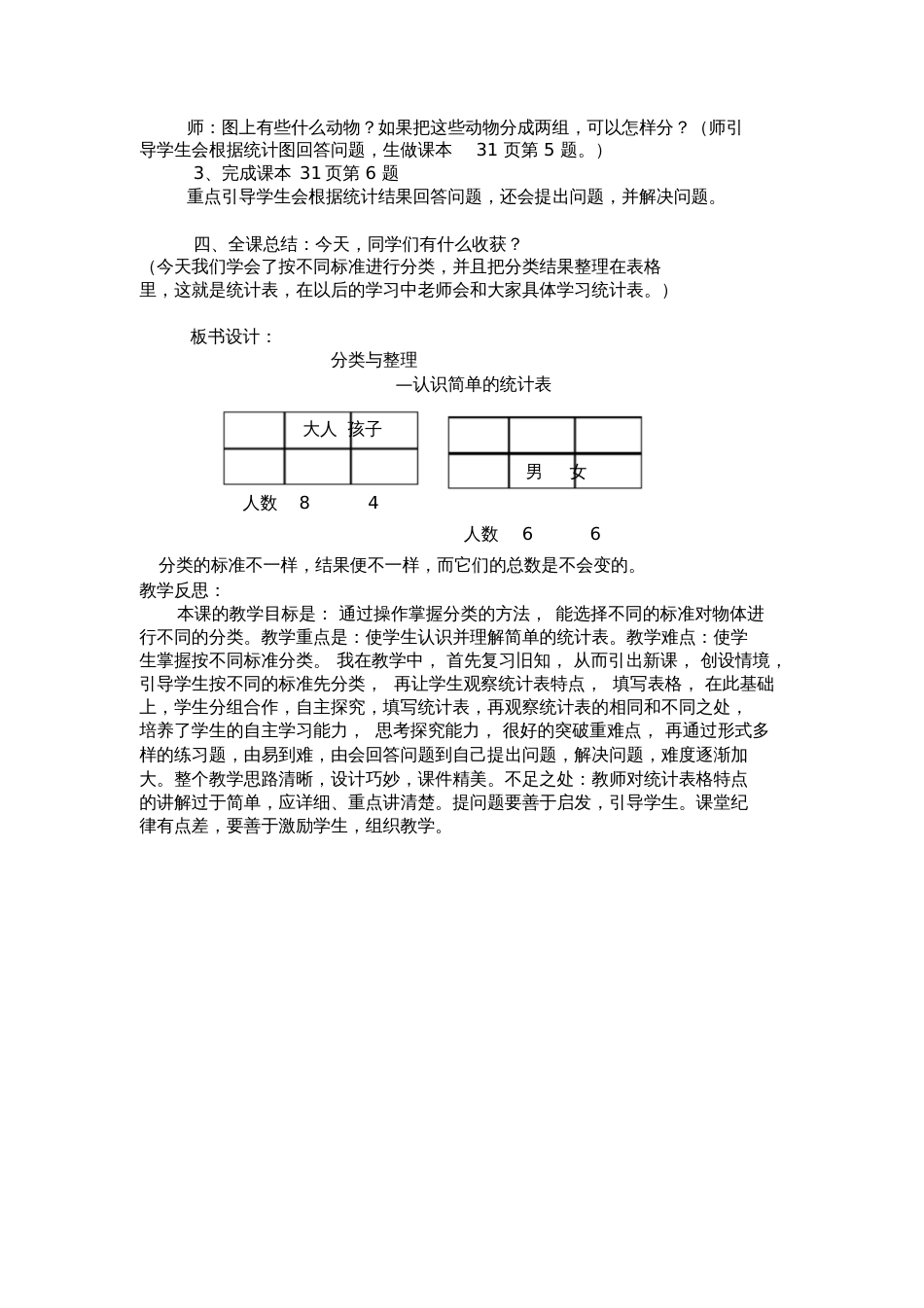 《分类与整理—认识简单的统计表》教案及教学反思[共2页]_第2页