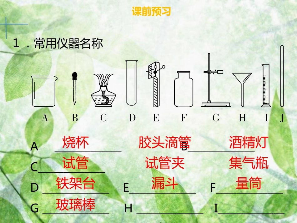 九年级化学上册 第一单元 走进化学世界 课题3 走进化学实验室 第1课时 常用仪器化学药品的取用优质课件 （新版）新人教版_第3页