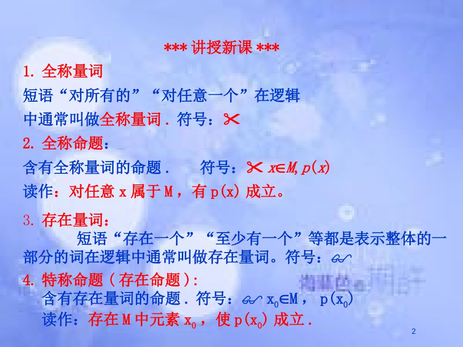 高中数学 第一章 常用逻辑用语 1.4 全称量词与存在量词素材 新人教A版选修1-1_第2页