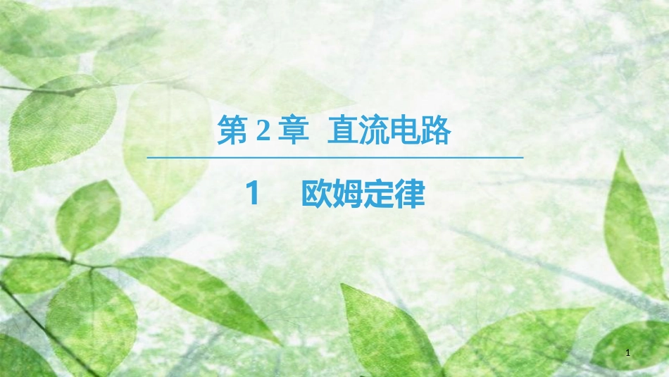 高中物理 第二章 直流电路 1 欧姆定律优质课件 教科版选修3-1_第1页