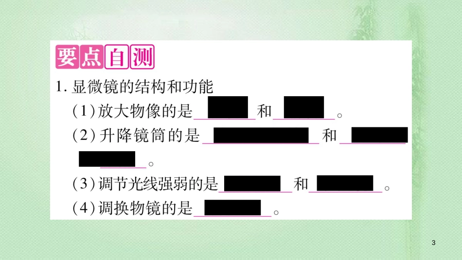 七年级生物上册 第2单元 第1章 第1节 练习使用显微镜习题优质课件 （新版）新人教版_第3页