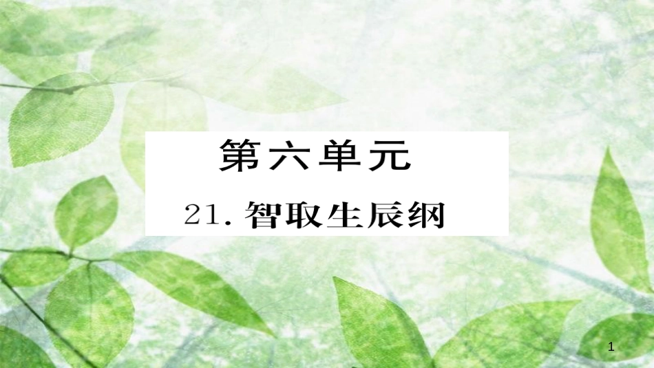 九年级语文上册 第六单元 21智取生辰纲习题优质课件 新人教版_第1页