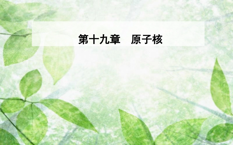 高中物理 第十九章 原子核 2 放射性元素的衰变优质课件 新人教版选修3-5_第1页