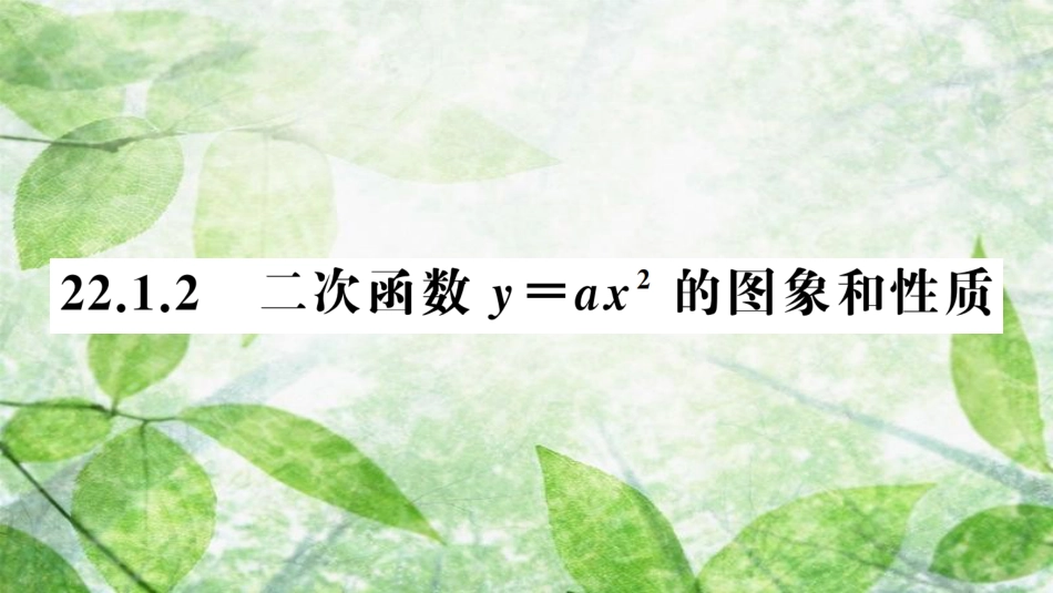 九年级数学上册 第二十二章 二次函数 22.1 二次函数的图象和性质 22.1.2 二次函数y＝ax2的图象和性质习题优质课件 （新版）新人教版_第1页