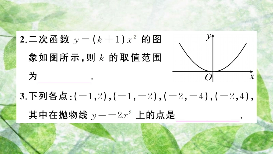 九年级数学上册 第二十二章 二次函数 22.1 二次函数的图象和性质 22.1.2 二次函数y＝ax2的图象和性质习题优质课件 （新版）新人教版_第3页