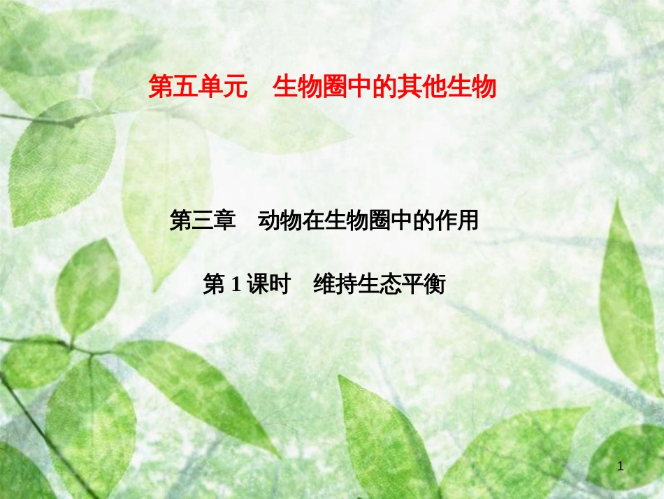 八年级生物上册 第5单元 第3章 动物在生物圈中的作用（第1课时 维持生态平衡）习题优质课件 （新版）新人教版_第1页