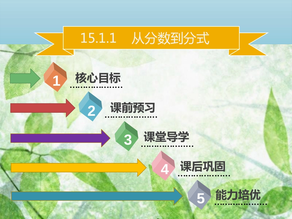 八年级数学上册 第十五章 分式 15.1.1 从分数到分式同步优质课件 （新版）新人教版_第1页