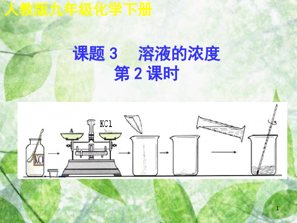 九年级化学下册 第九单元 溶液 课题3 溶液的浓度（第2课时）教学优质课件 （新版）新人教版_第1页