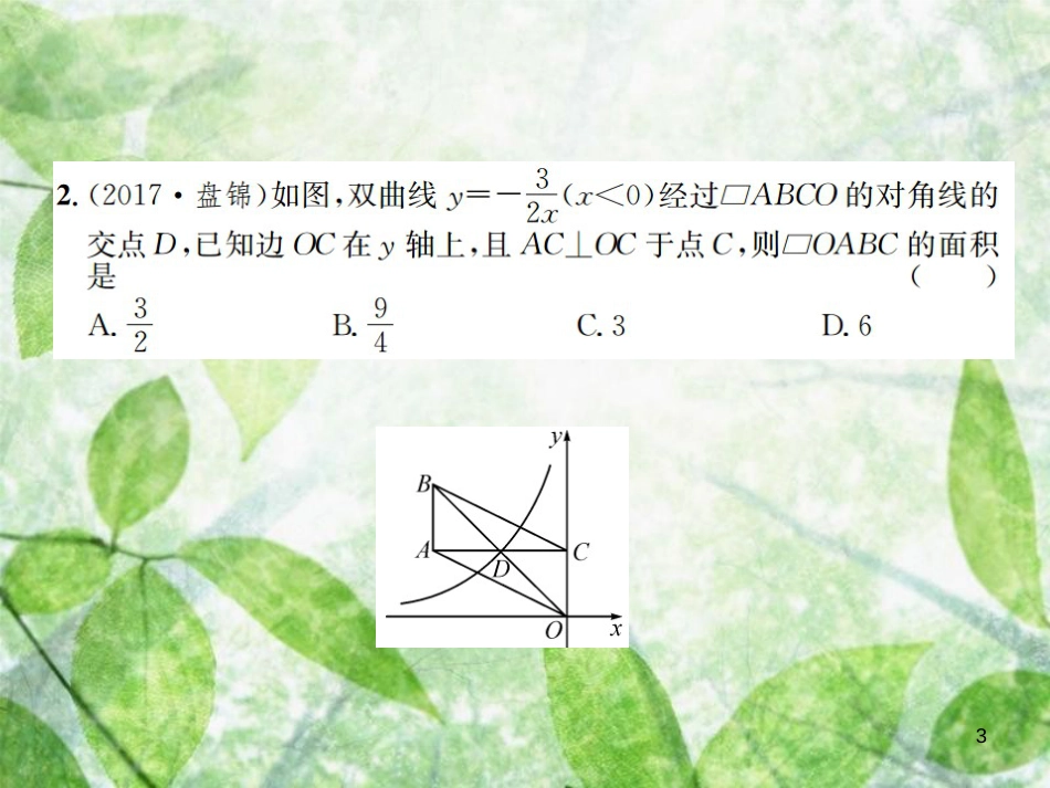 九年级数学下册 小专题（二）反比例函数中k的几何意义习题优质课件 （新版）新人教版_第3页