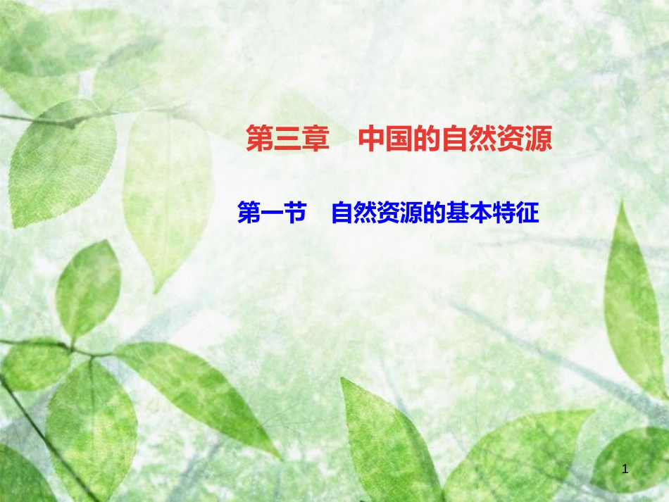 八年级地理上册 第三章 第一节 自然资源的基本特征习题优质课件 （新版）新人教版_第1页