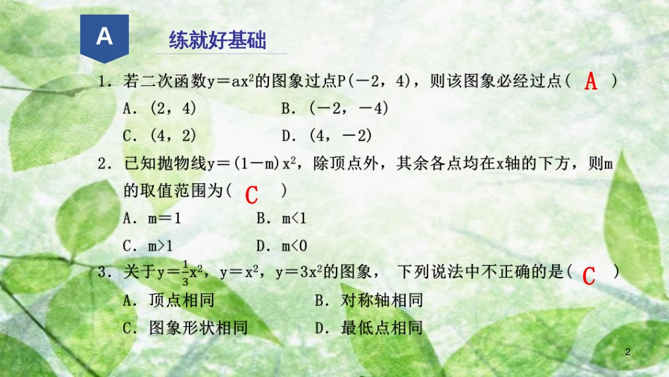 九年级数学上册 第一章 二次函数 1.2 二次函数的图象（1）优质课件 （新版）浙教版_第2页