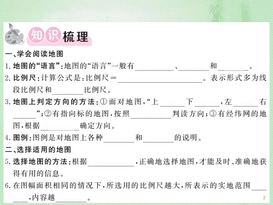 七年级地理上册 第1章 第三节 地图的阅读习题优质课件 （新版）新人教版_第2页