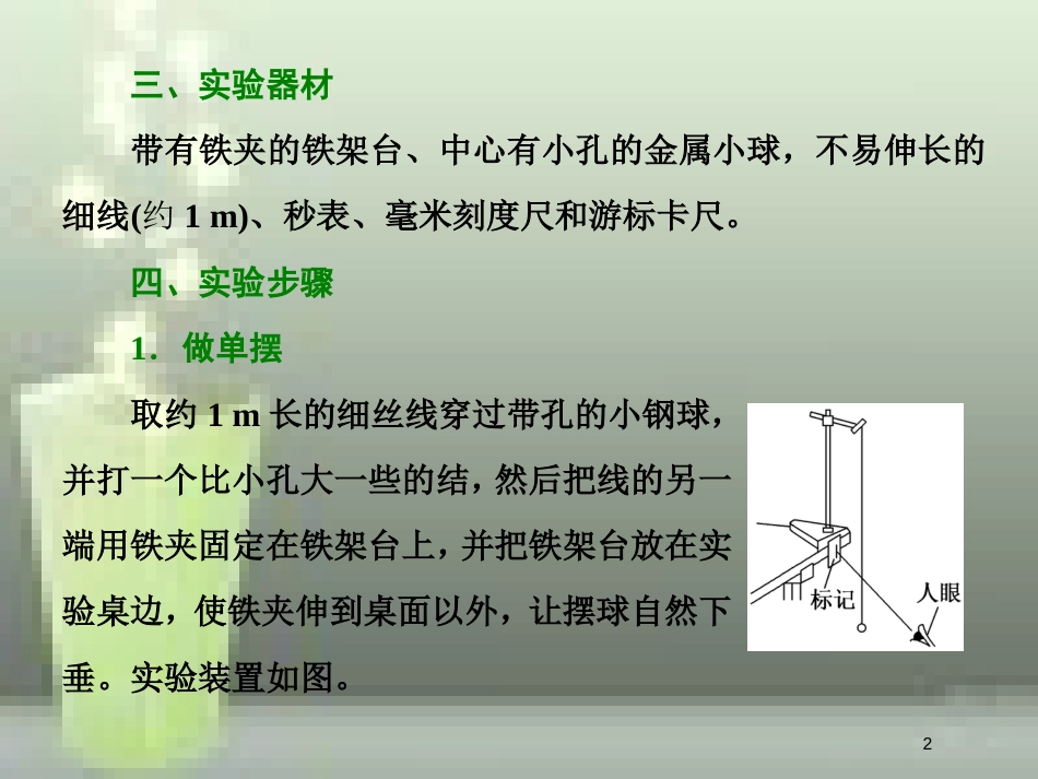 高考物理总复习 第十四章 波与相对论 第78课时 探究单摆的运动、用单摆测定重力加速度（实验提能课）优质课件 选修3-4_第2页