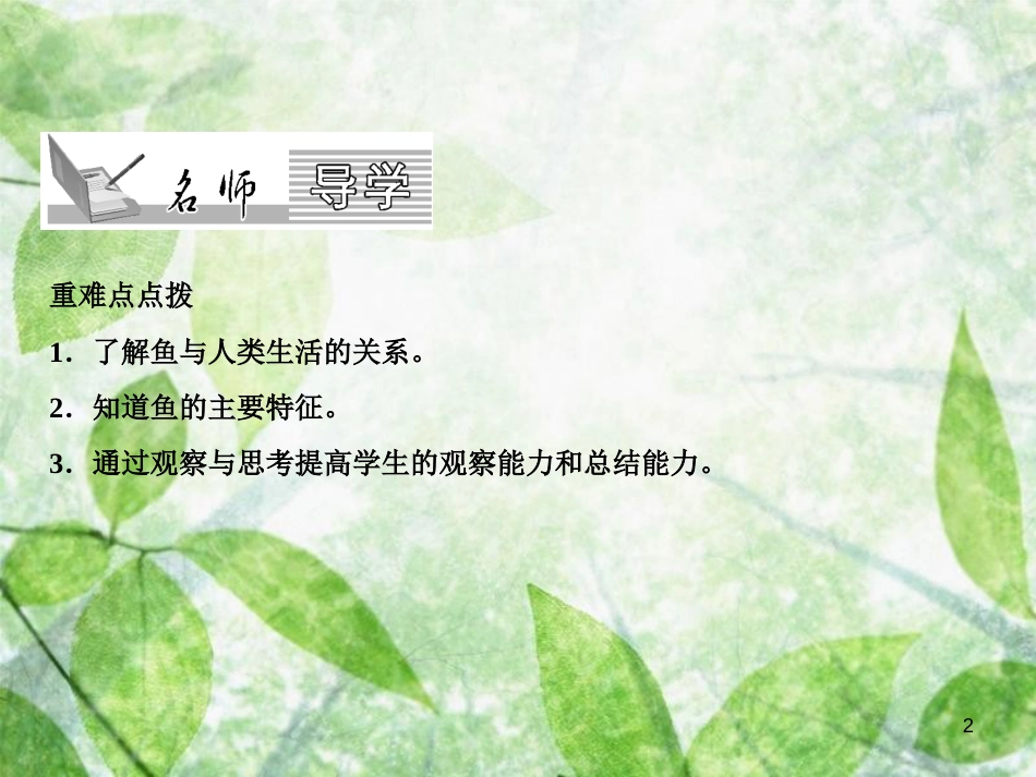 八年级生物上册 第5单元 第1章 第4节 鱼习题优质课件 （新版）新人教版_第2页