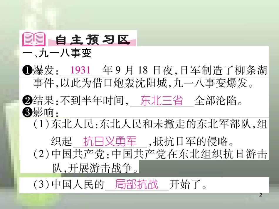 八年级历史上册 第六单元 中华民族的抗日战争 第18课 九一八事变和西安事变优质课件 新人教版_第2页