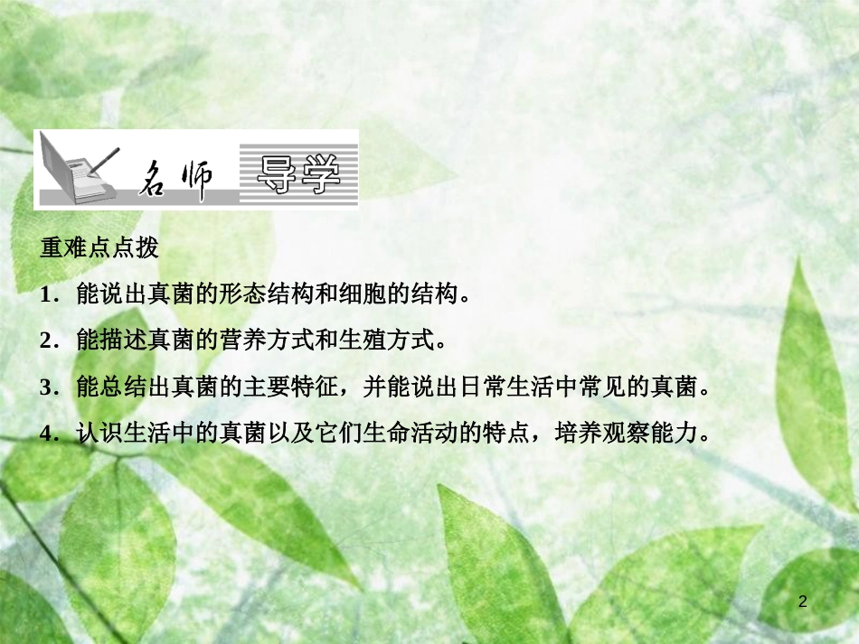 八年级生物上册 第5单元 第4章 第3节 真菌习题优质课件 （新版）新人教版_第2页