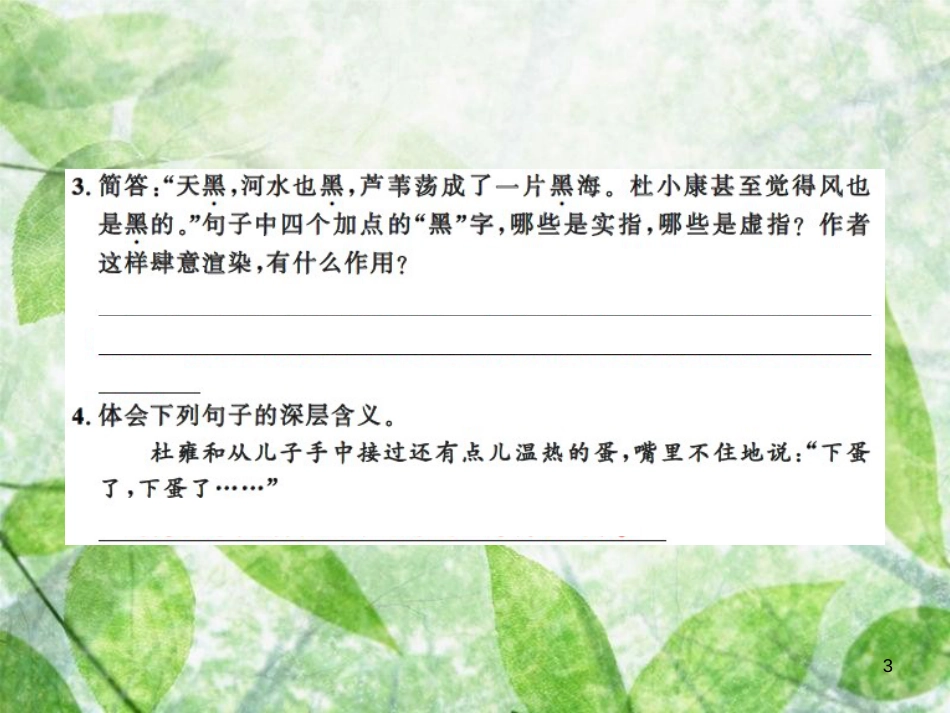 九年级语文上册 第四单元 16 孤独之旅习题优质课件 新人教版 (2)_第3页