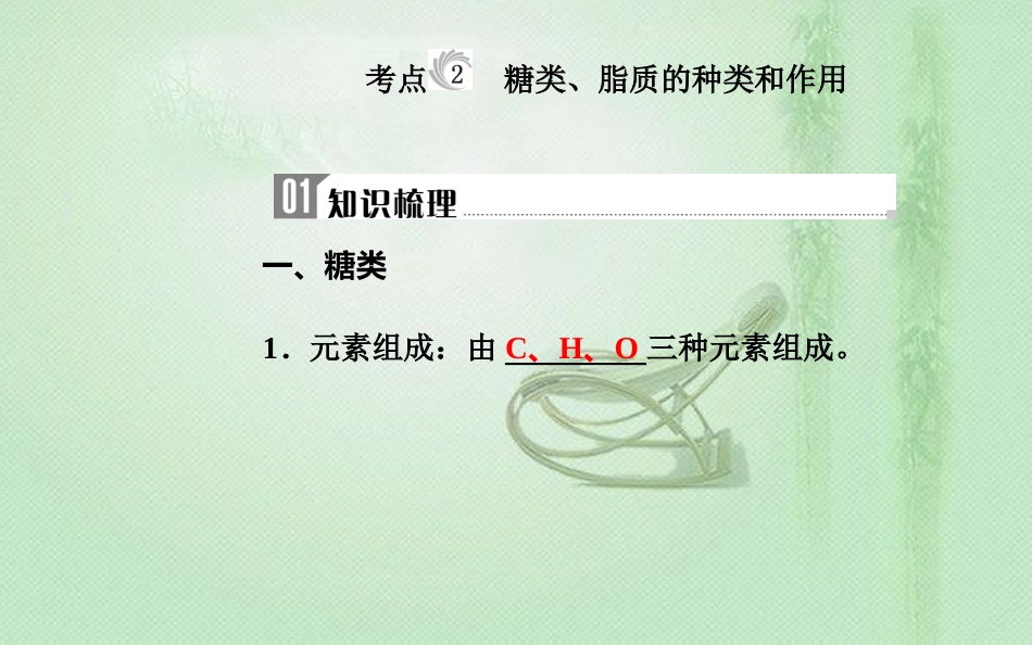高中生物学业水平复习 专题一 细胞的分子组成 考点2 糖类、脂质的种类和作用优质课件_第2页