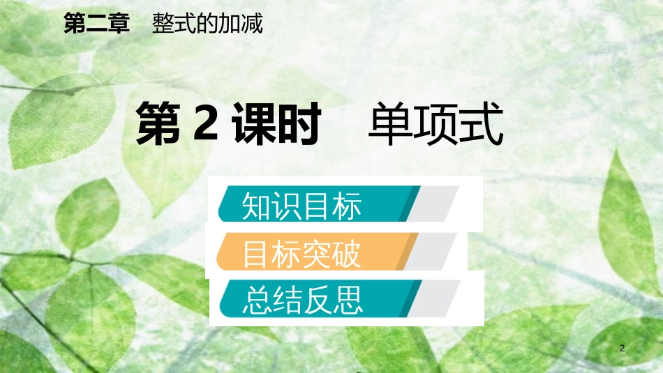 七年级数学上册 第2章 整式的加减 2.1 整式 第2课时 单项式（听课）优质课件 （新版）新人教版_第2页