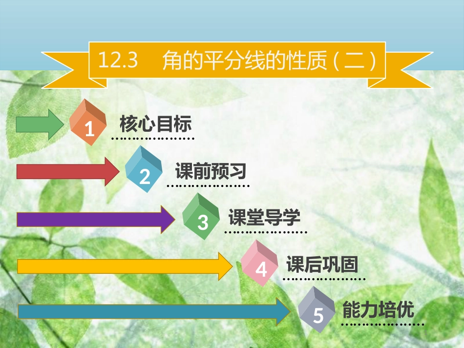 八年级数学上册 第十二章 全等三角形 12.3 角的平分线的性质（二）同步优质课件 （新版）新人教版_第1页