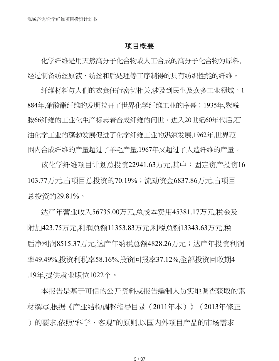 化学纤维项目投资计划书_第3页