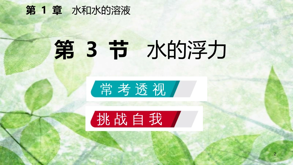 八年级科学上册 第1章 水和水的溶液 1.3 水的浮力练习优质课件 （新版）浙教版_第2页