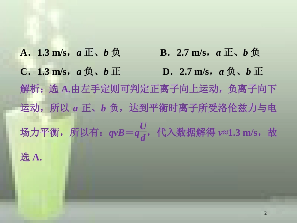 （新课标）高考物理一轮复习 第九章 磁场 第三节 带电粒子在复合场中的运动随堂达标巩固落实优质课件_第2页
