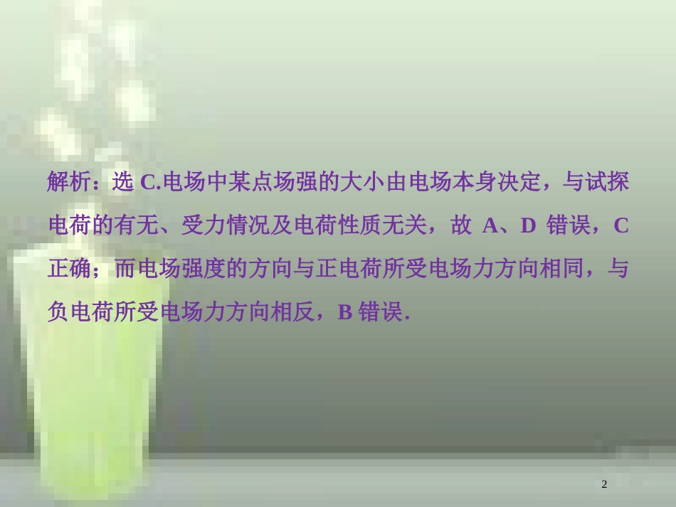 （新课标）高考物理一轮复习 第七章 静电场 第一节 电场力的性质课后检测能力提升优质课件_第2页