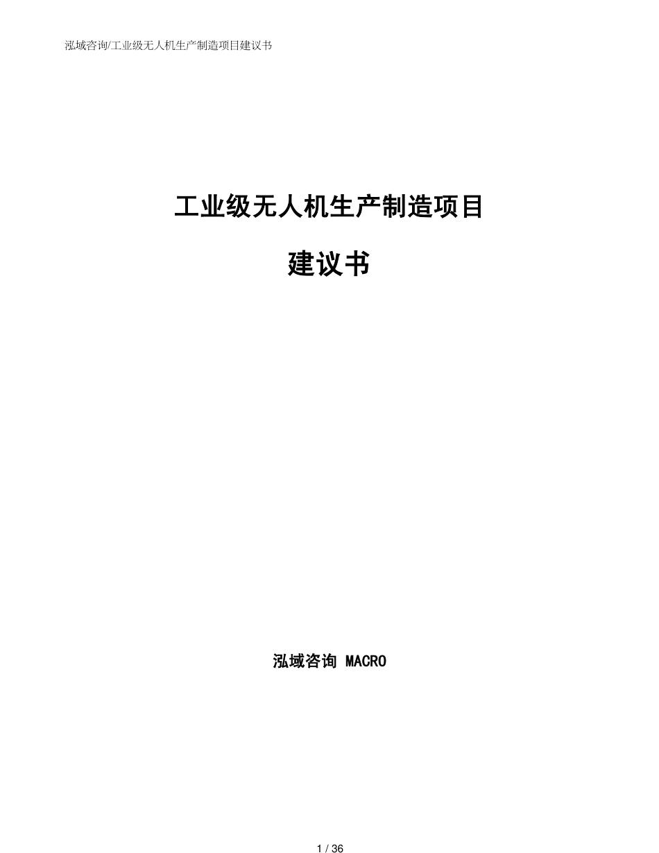 工业级无人机生产制造项目建议书_第1页