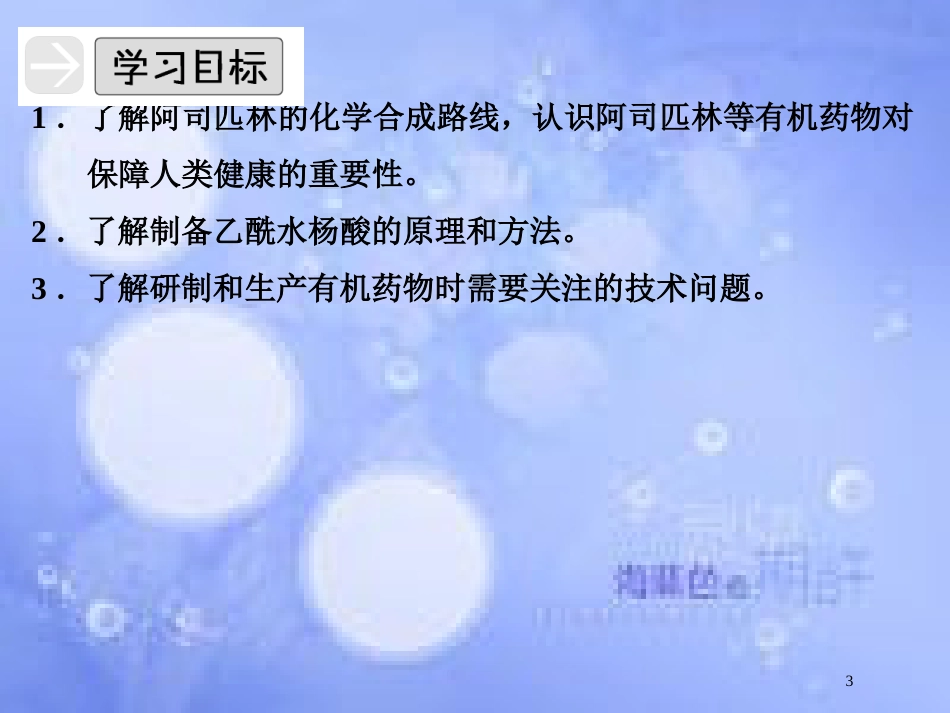 高中化学 专题三 让有机反应为人类造福 3.1 有机药物制备课件 苏教版选修2_第3页