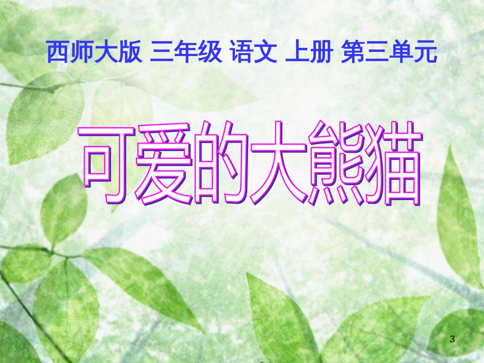 三年级语文上册 第三单元 可爱的大熊猫课件4 西师大版_第3页