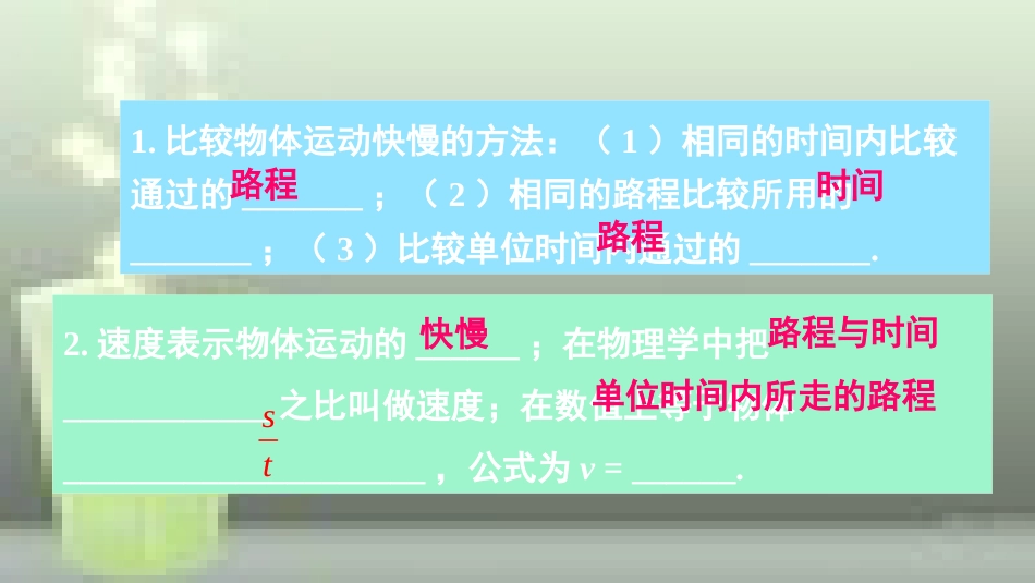 （遵义专版）八年级物理全册 第二章 第三节 快与慢优质课件 （新版）沪科版_第2页