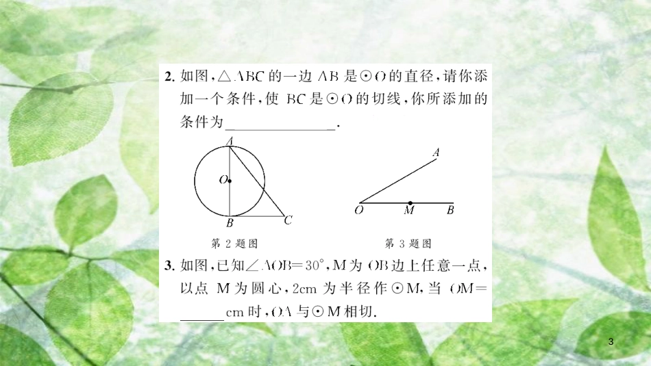 九年级数学上册 第二十四章 圆 24.2 点和圆、直线和圆的位置关系 24.2.2 直线和圆的位置关系 第2课时 切线的判定和性质习题优质课件 （新版）新人教版_第3页