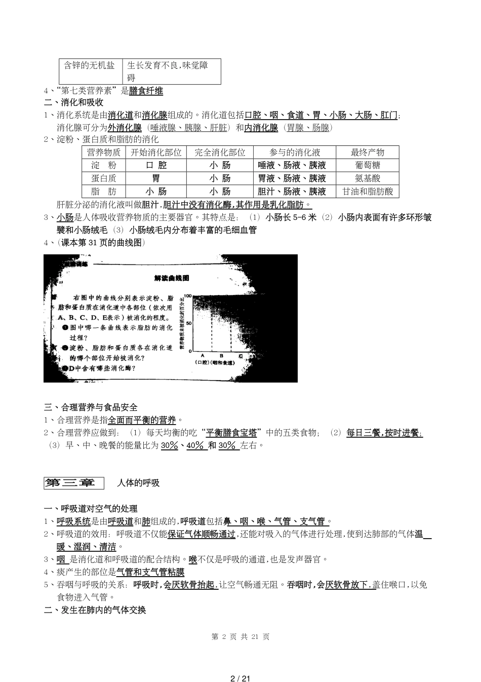 初中人教版七年级上册下册全册生物复习提纲21页 (1)[共21页]_第2页