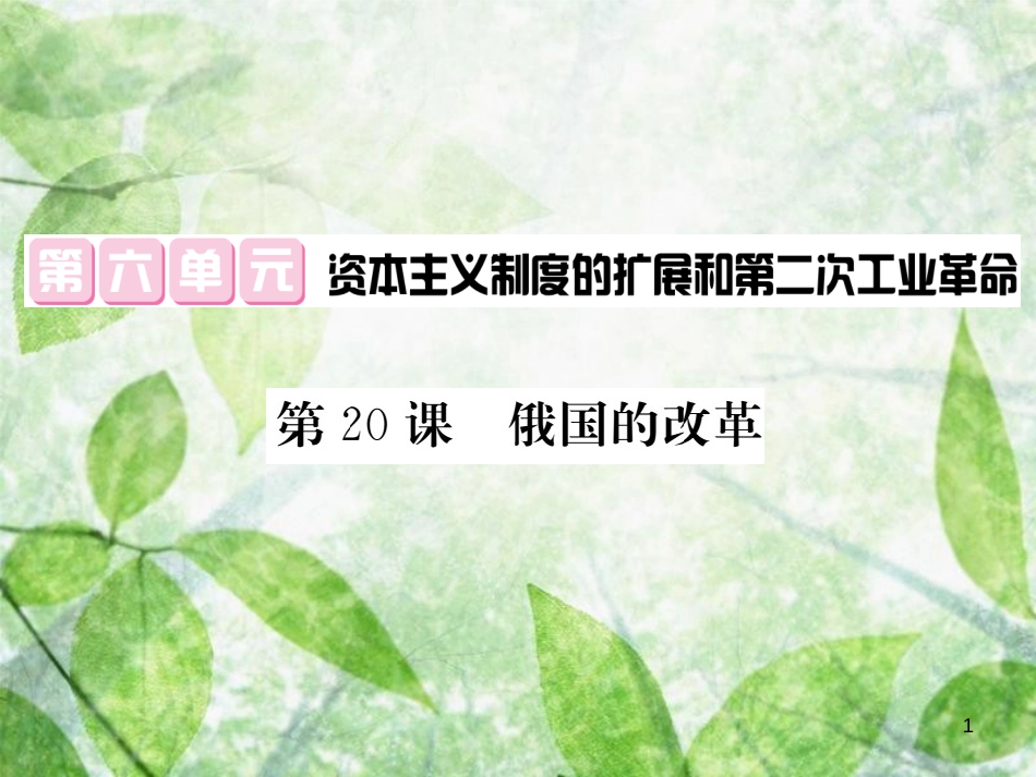 九年级历史上册 第六单元 资本主义制度的扩张和第二次工业革命 第20课 俄国的改革优质课件 岳麓版_第1页