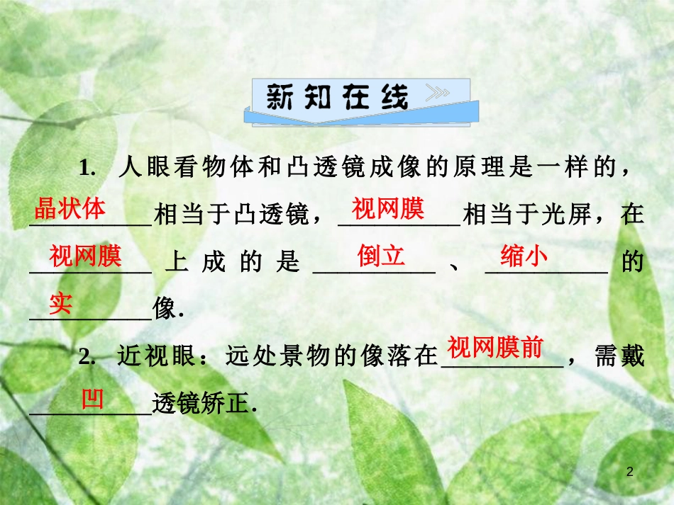 八年级物理上册 3.7 眼睛与光学仪器优质课件 （新版）粤教沪版_第2页