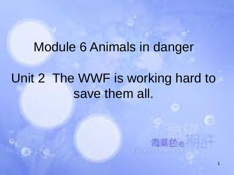 八年级英语上册 Module 6 Animais in danger Unit 2 The WWF is working hard to save them all课件2 （新版）外研版_第1页