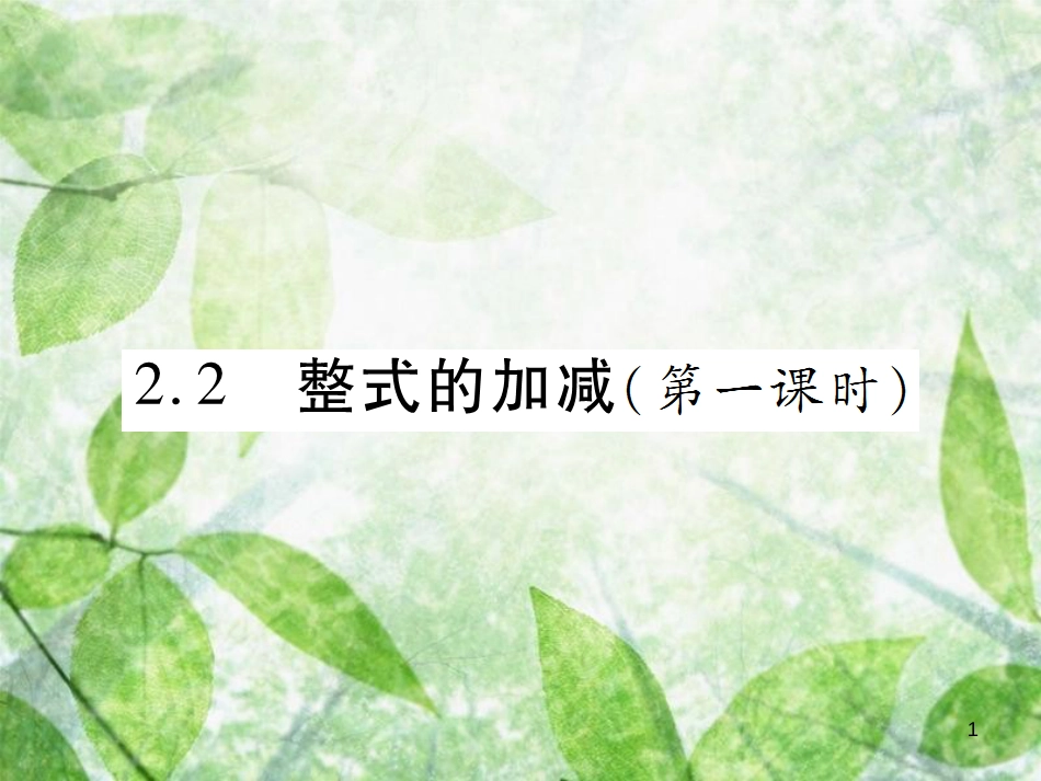 七年级数学上册 第二章 整式的加减 2.2 整式的加减（第1课时）讲解优质课件 （新版）新人教版_第1页