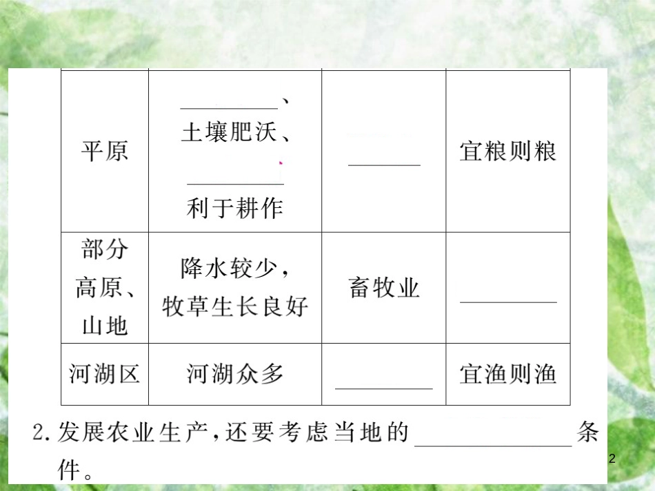 八年级地理上册 第4章 第二节 农业（第2课时 发展农业要因地制宜 走科技强农之路）习题优质课件 （新版）新人教版 (2)_第2页