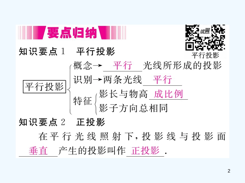 （江西专用）九年级数学上册 5.1 投影 第2课时 平行投影与正投影讲练优质课件 （新版）北师大版_第2页