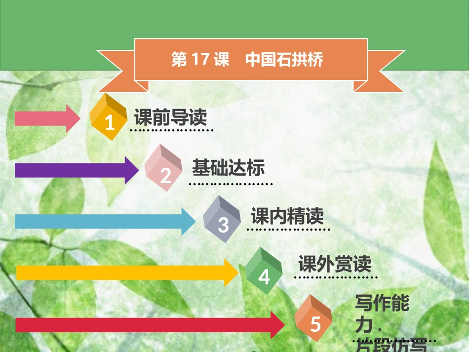八年级语文上册 第五单元 第17课 中国石拱桥习题优质课件 新人教版_第1页