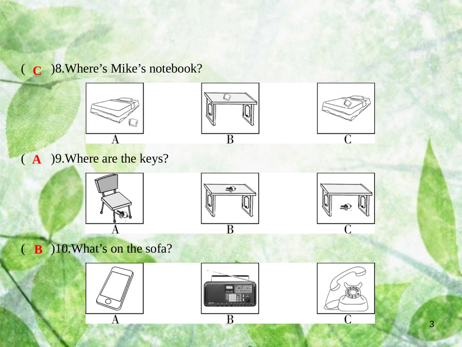 七年级英语上册 第五套综合测试卷（Unit 4）习题优质课件 （新版）人教新目标版_第3页