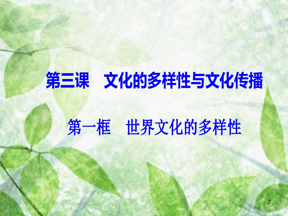 高中政治 第二单元 文化传承与创新 第三课 第一框 世界文化的多样性优质课件 新人教版必修3_第2页