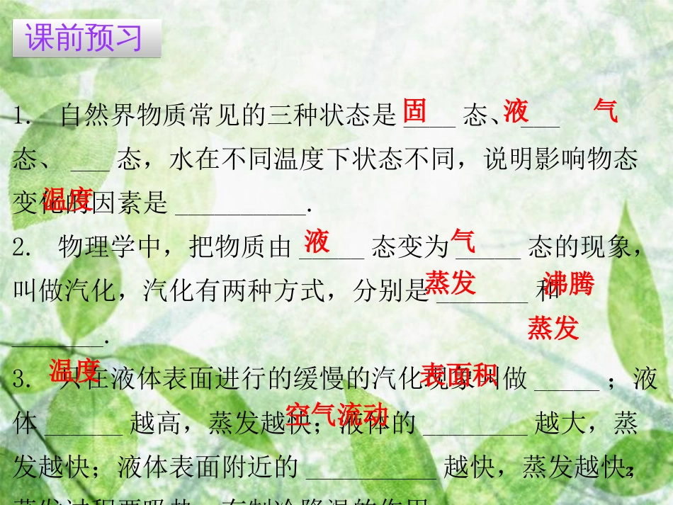 八年级物理上册 4.2 探究汽化和液化的特点（一）习题优质课件 （新版）粤教沪版_第2页