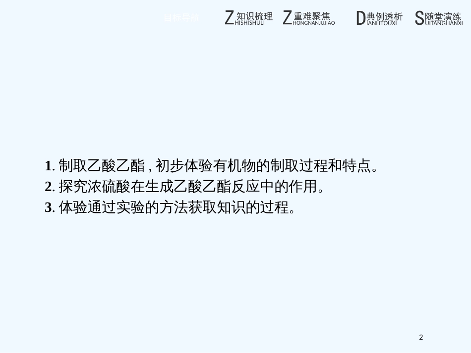 高中化学 第二单元 物质的获取 2.2.2 乙酸乙酯的制备及反应条件探究优质课件 新人教版选修6_第2页