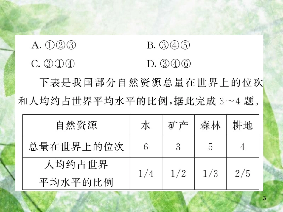 八年级地理上册 第3章 中国的自然资源过关检测习题优质课件 （新版）湘教版_第3页