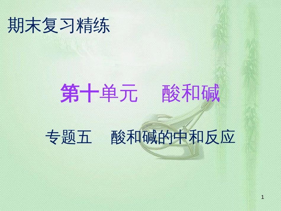 九年级化学下册 期末复习精炼 第十单元 酸和碱 专题五 酸和碱的中和反应优质课件 （新版）新人教版_第1页