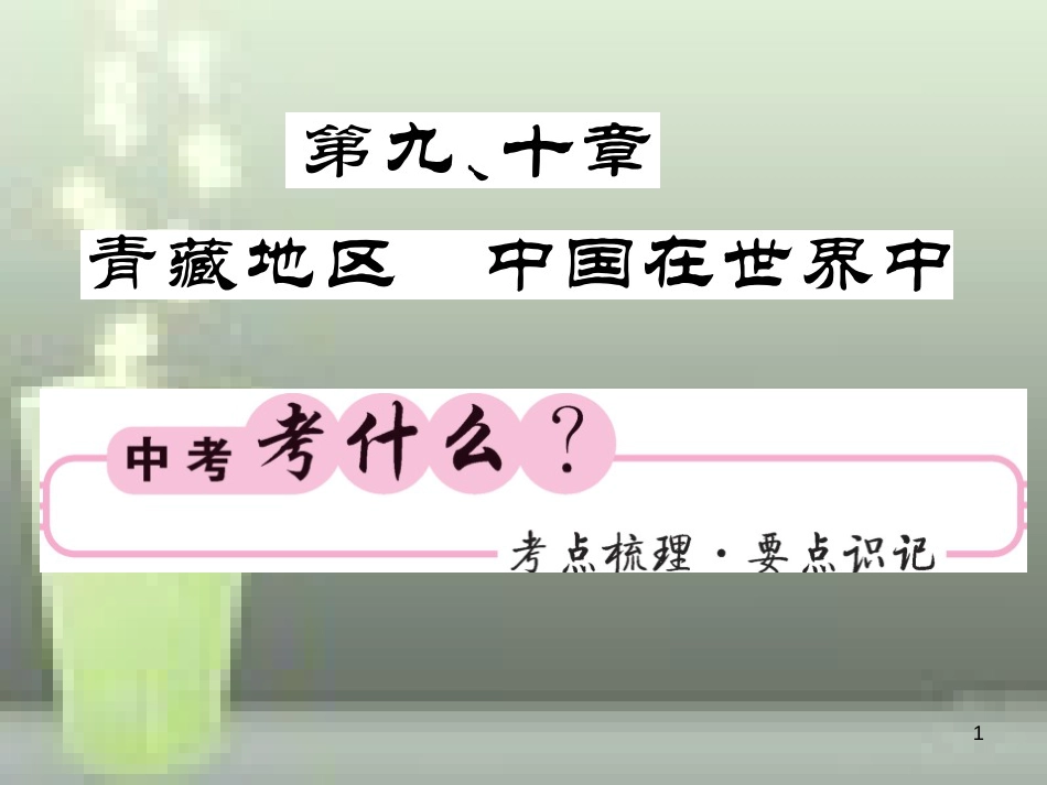 （人教版通用）2019中考地理一轮复习 八下 第9-10章 青藏地区 中国在世界中知识梳理优质课件_第1页